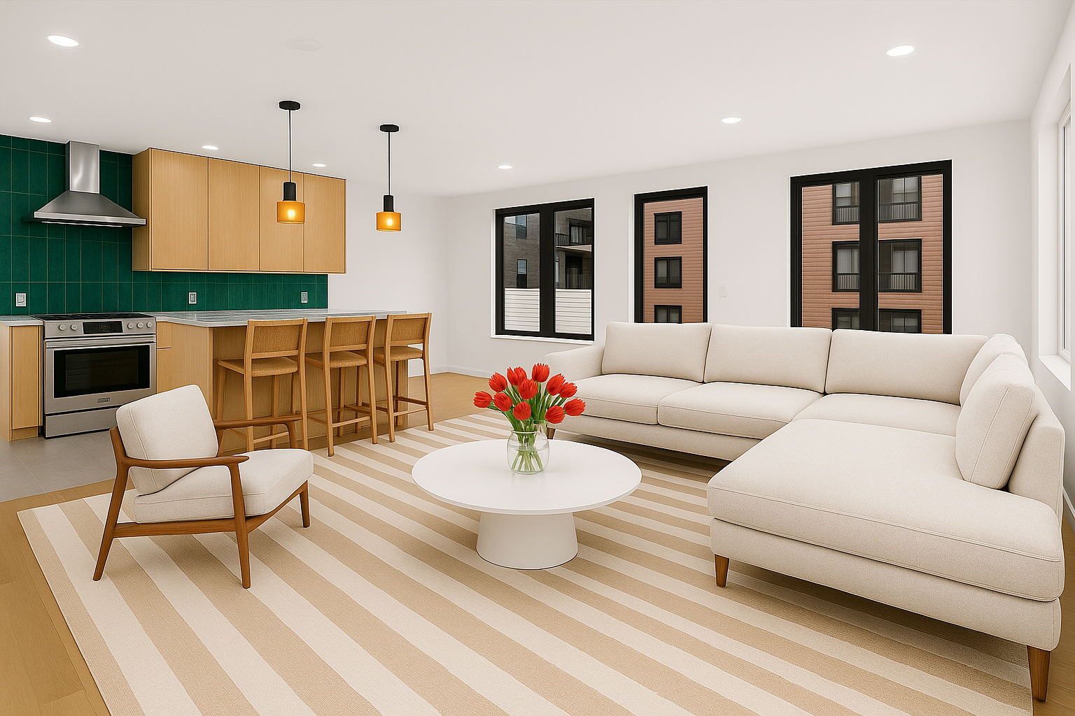 35-17 30th Street, Unit GARDEN Queens, NY 11106 - Photo 4 of 14 a living room with furniture and a large window