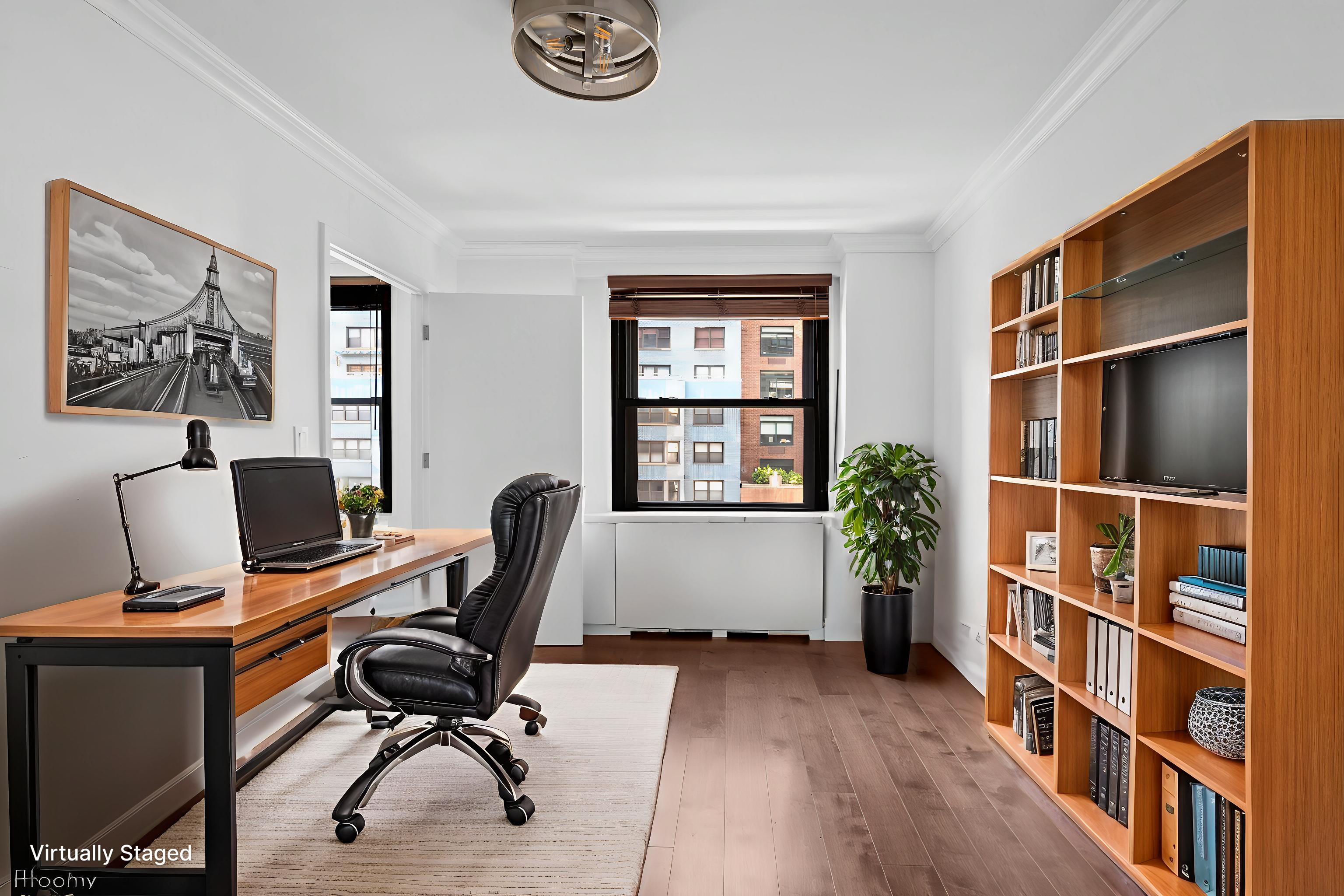 225 East 57th Street, Unit 14F Manhattan, NY 10022 - Photo 11 of 14 a workspace with furniture and a window