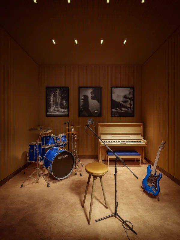 a living room with furniture