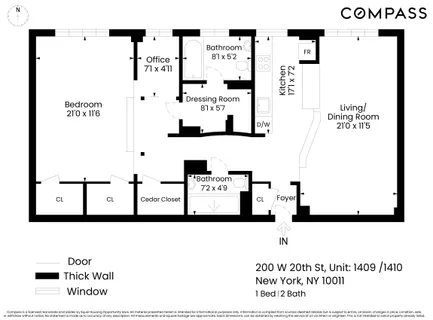 $1,195,000 | 200 West 20th Street, Unit 1409/10 | Chelsea
