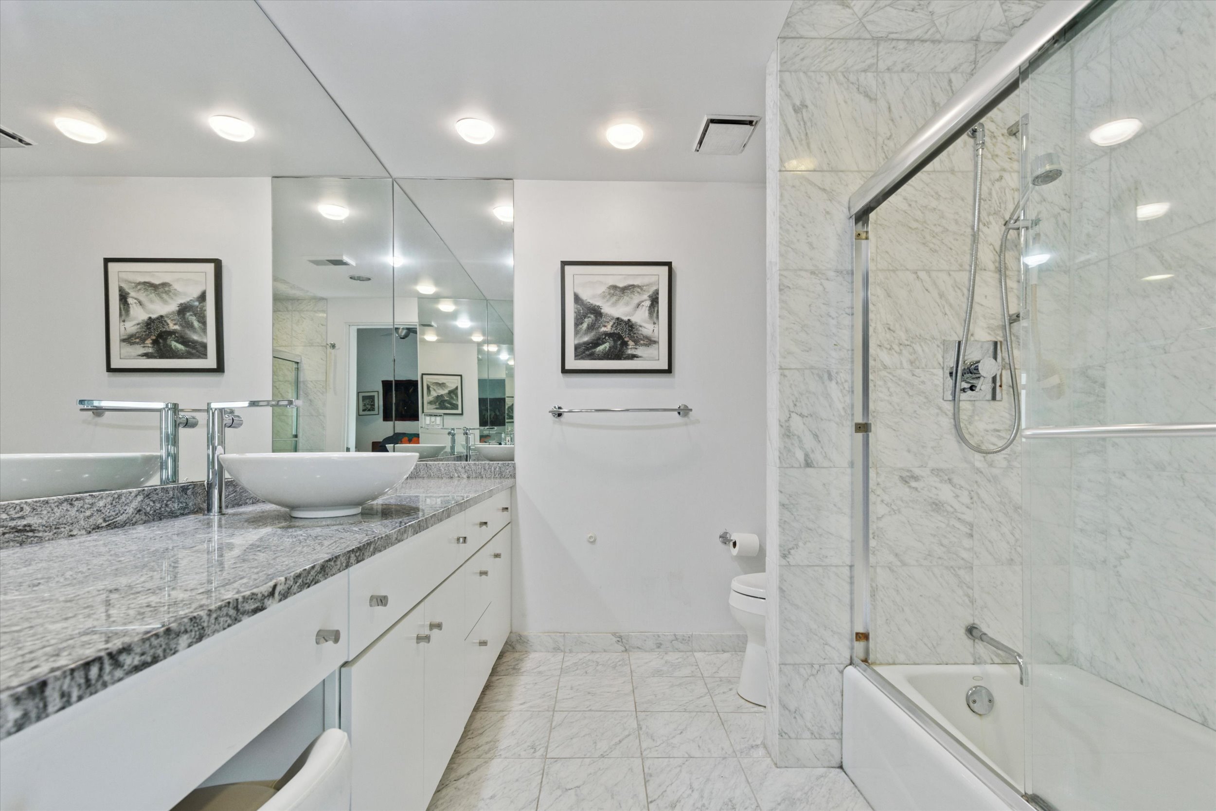 376 Merion Road Merion Station, PA 19066 - Photo 17 of 35 a spacious bathroom with a granite countertop sink a toilet and shower