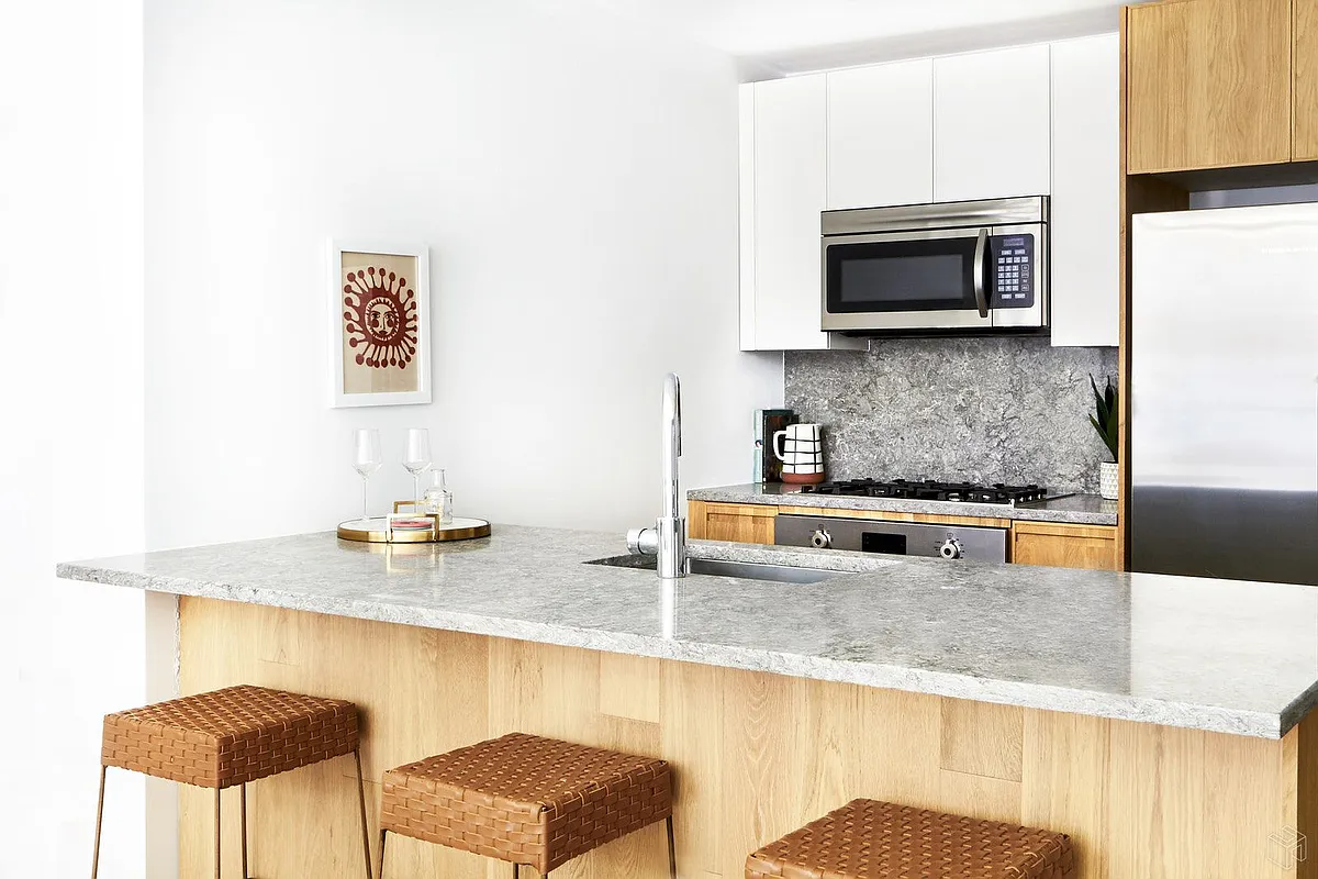 264 Webster Avenue, Unit 303 Brooklyn, NY 11230 - Photo 2 of 11 a kitchen with stainless steel appliances granite countertop a sink stove and microwave