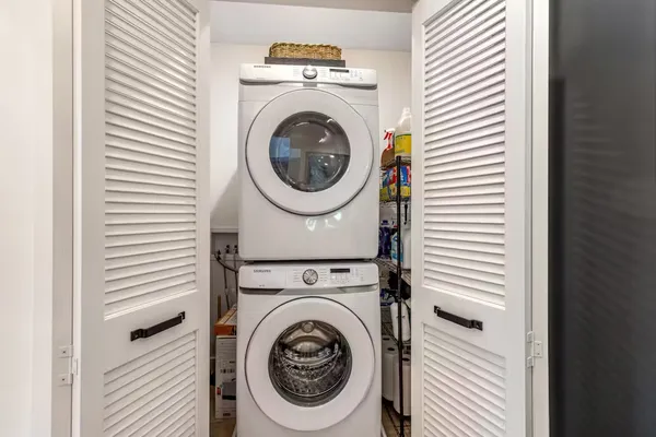 a close up view of a washer and dryer in a room