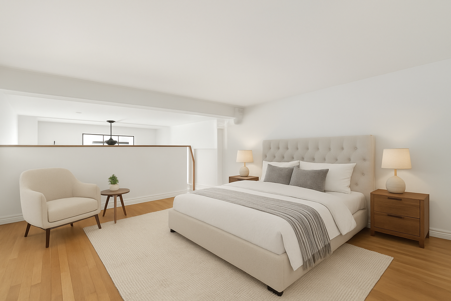 250 Mercer Street, Unit C308 Manhattan, NY 10012 - Photo 3 of 9 a bedroom with a bed and a chair