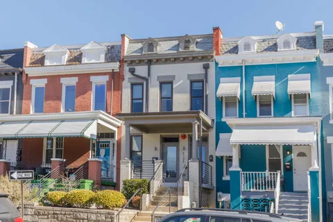 a front view of a multi story building