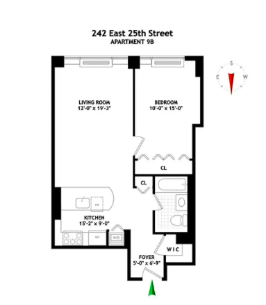 242 East 25th Street, Unit 9B Manhattan, NY 10010 - Photo 6 of 6 a picture of a floor plan