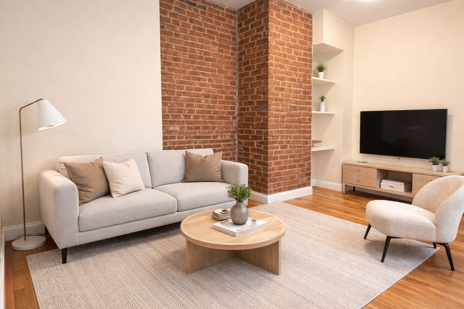 a living room with furniture and a flat screen tv