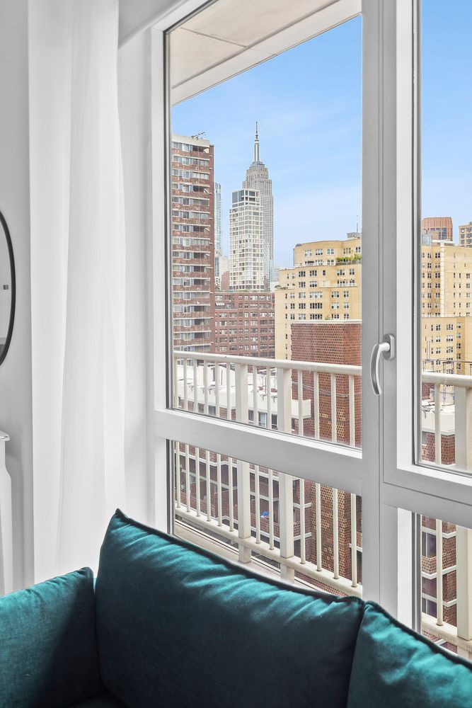 a balcony view with a window