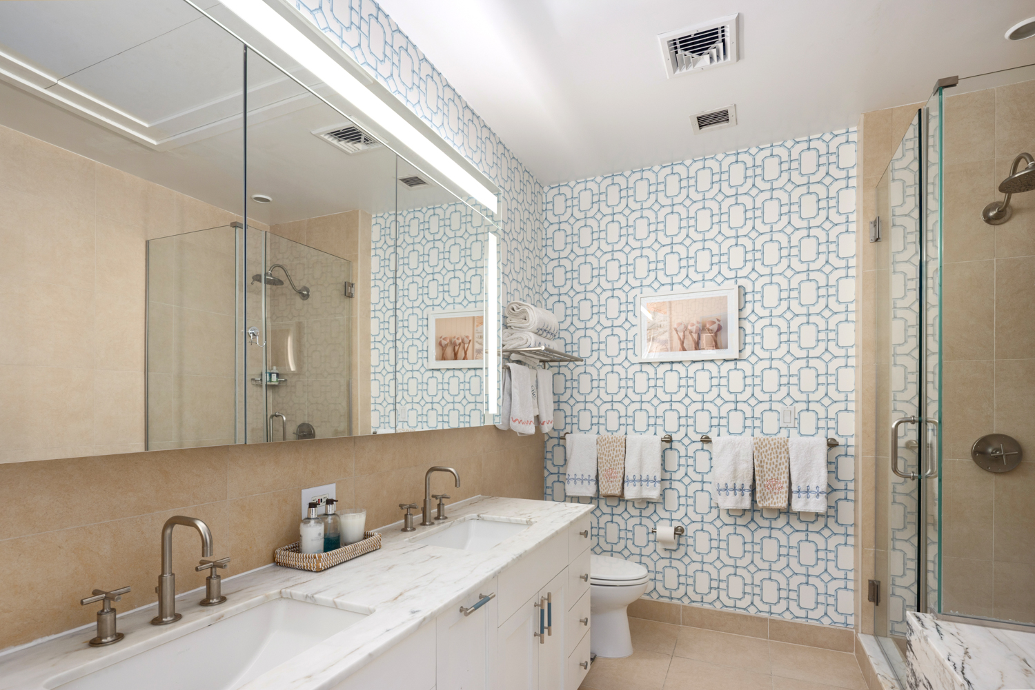 9 College Place, Unit 3A Brooklyn, NY 11201 - Photo 9 of 13 a bathroom with a sink double vanity and a shower