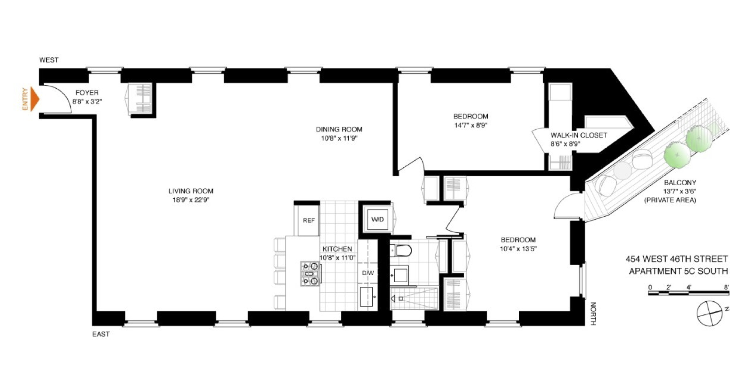 454 West 46th Street, Unit 5CS Manhattan, NY 10036 - Photo 24 of 25 a picture of a bench in front of door