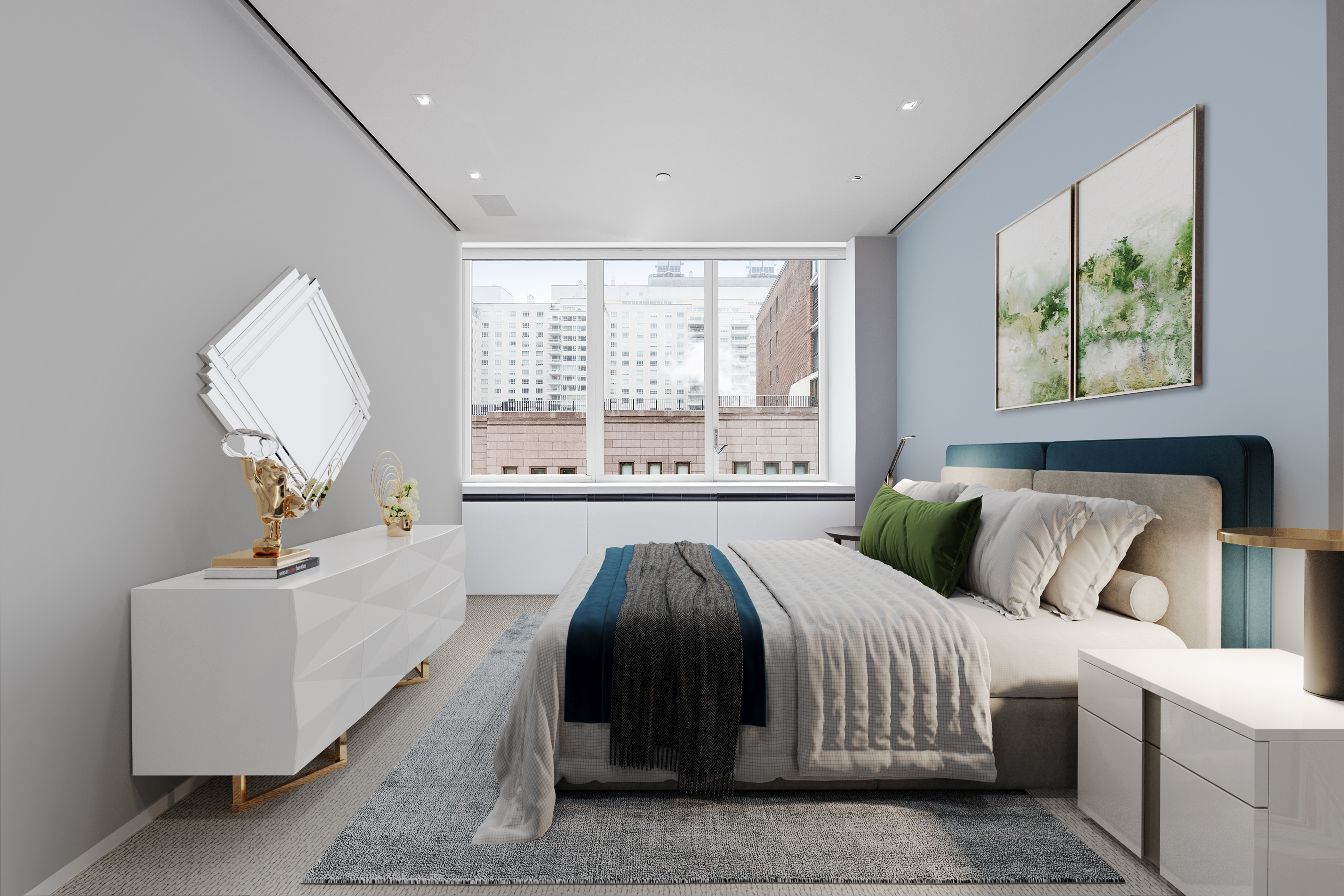 219 East 67th Street, Unit 5 Manhattan, NY 10065 - Photo 15 of 18 a bed room with a bed and a couch