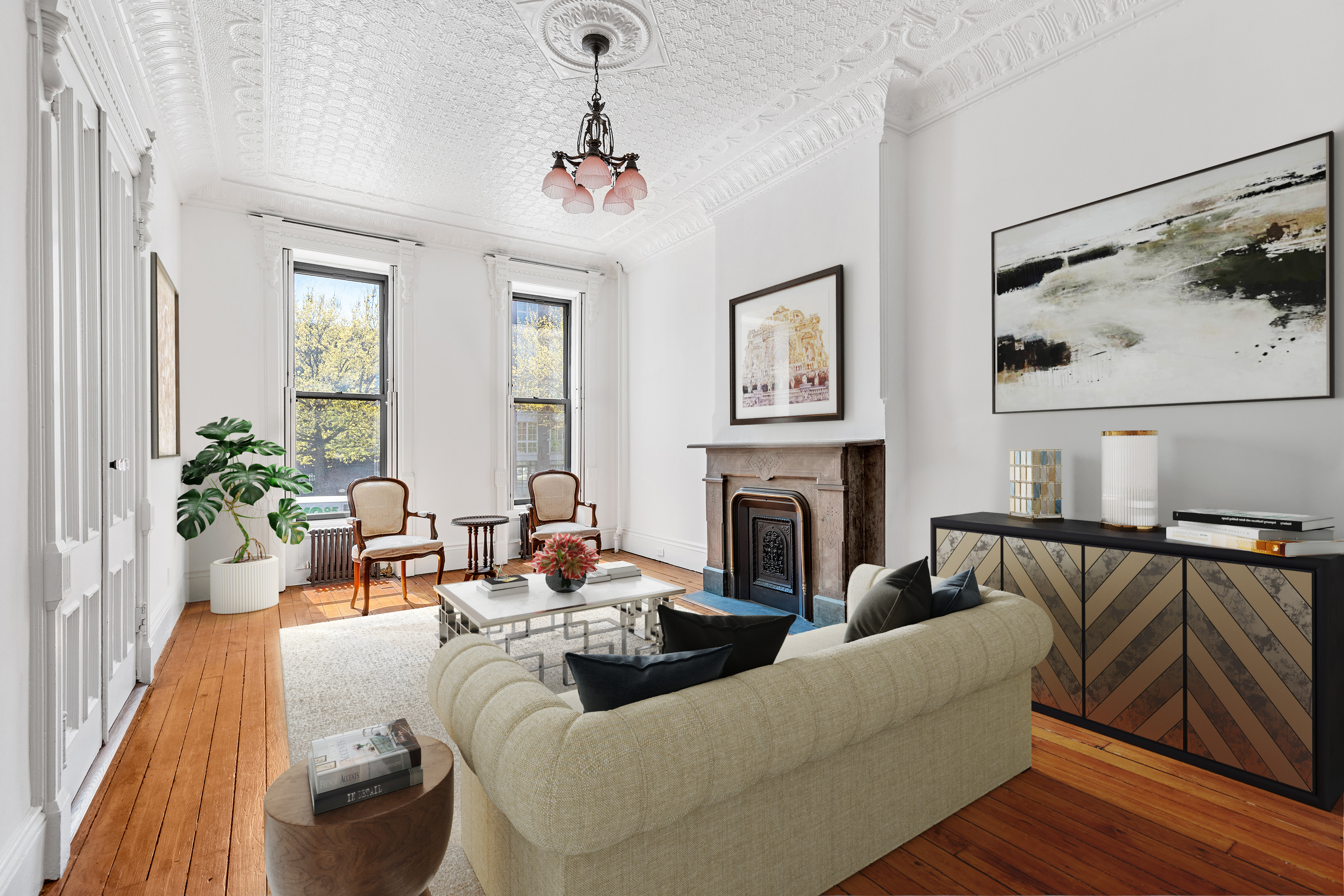 955 Bushwick Avenue Brooklyn, NY 11221 - Photo 2 of 19 a living room with furniture and a fireplace