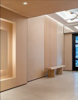 a view of a room with drop ceiling