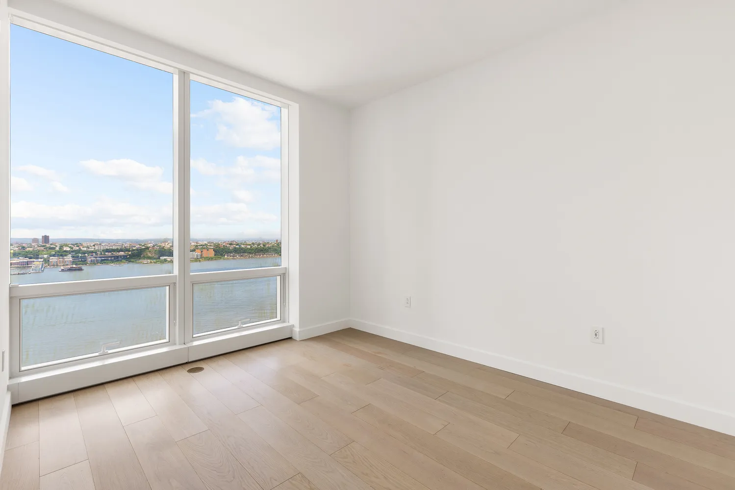 an empty room with sliding door