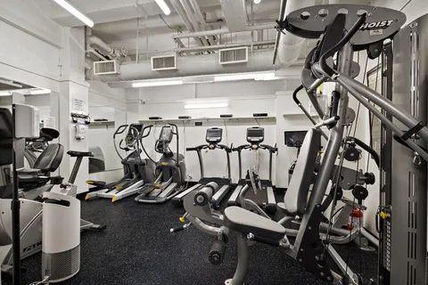 a view of a room with gym equipment