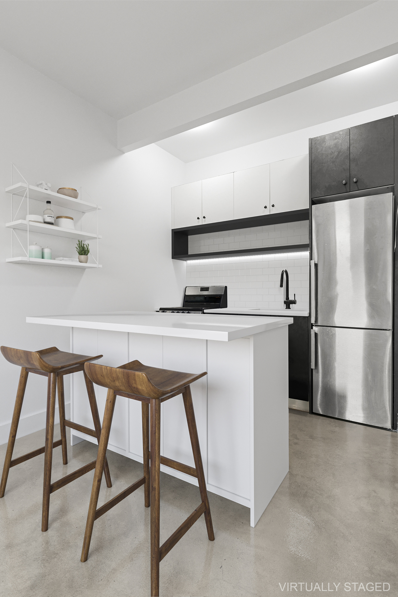 30 Belvidere Street, Unit 3A Brooklyn, NY 11206 - Photo 2 of 9 a kitchen with stainless steel appliances a refrigerator and a table