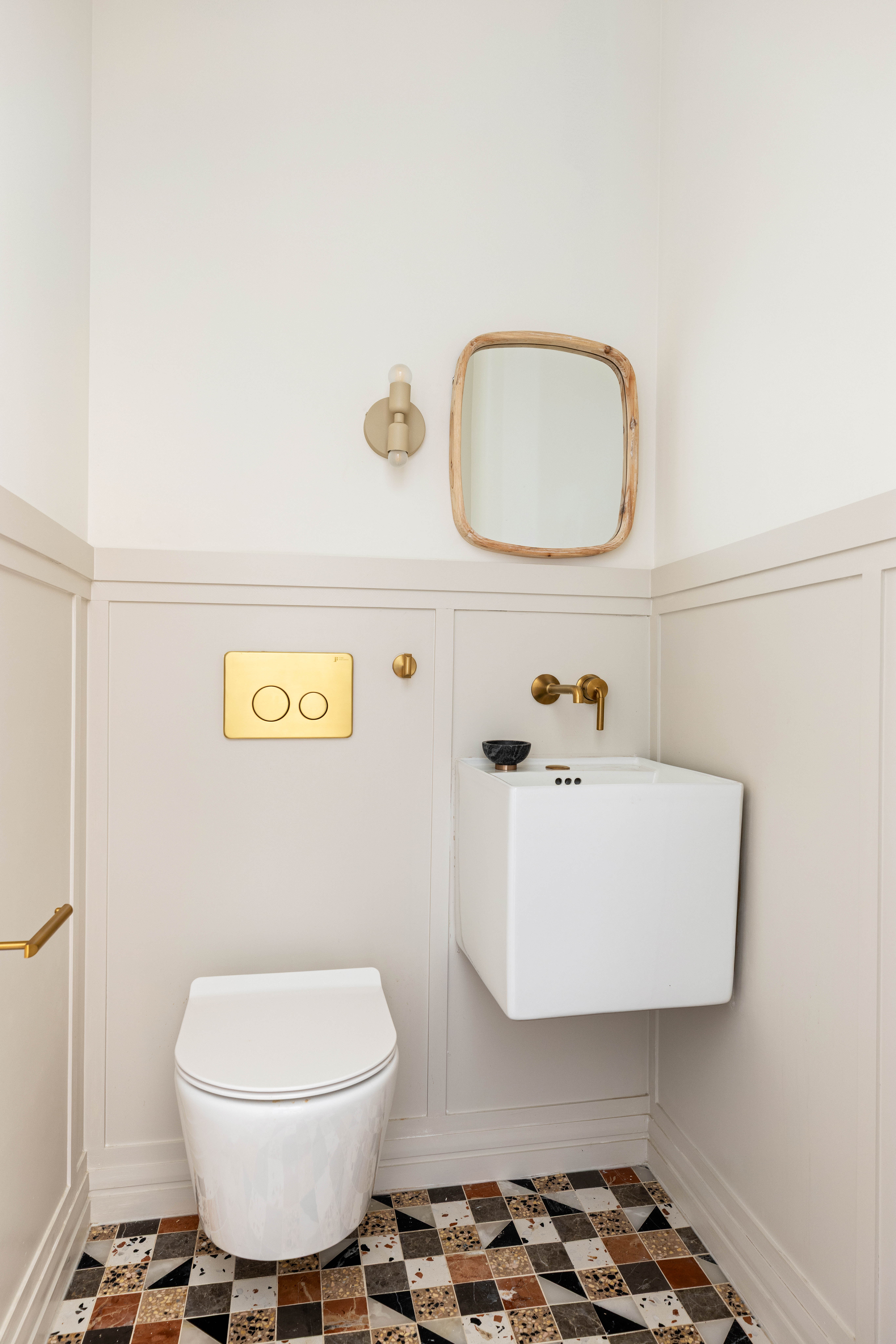 444 Quincy Street Brooklyn, NY 11221 - Photo 7 of 16 a bathroom with a sink mirror and toilet
