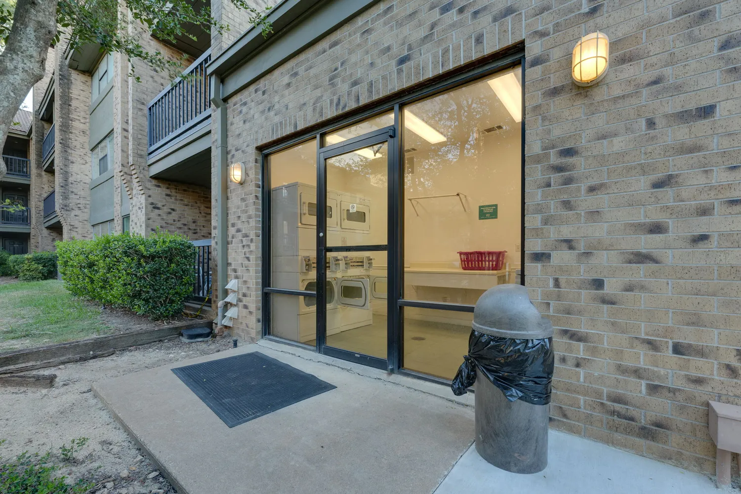 a view of balcony with wooden floor