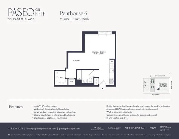 $4,500 | 55 Paseo Place, Unit PH6 | Park Slope