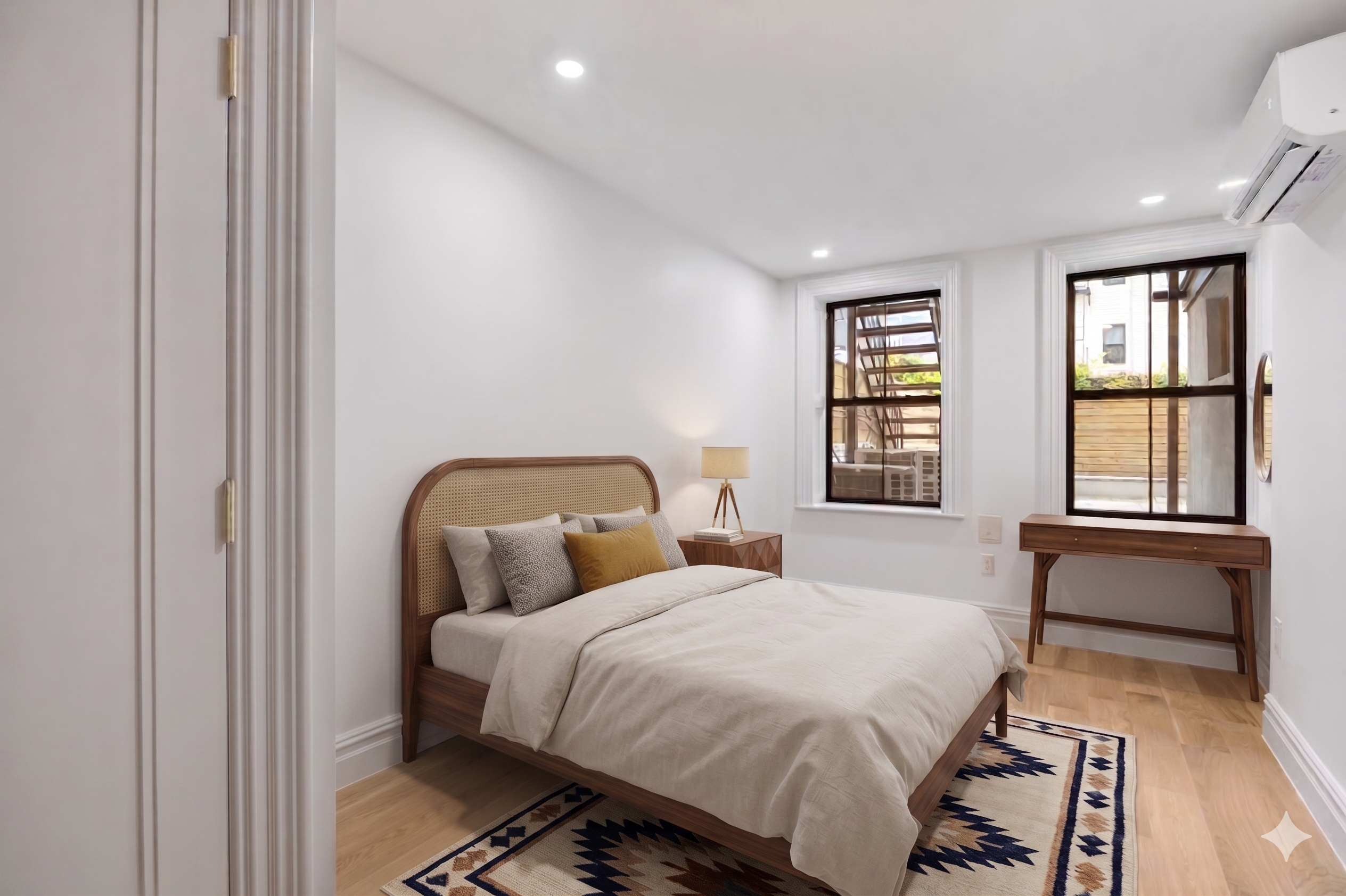 306 Halsey Street Brooklyn, NY 11216 - Photo 4 of 10 a bedroom with two beds and a large window