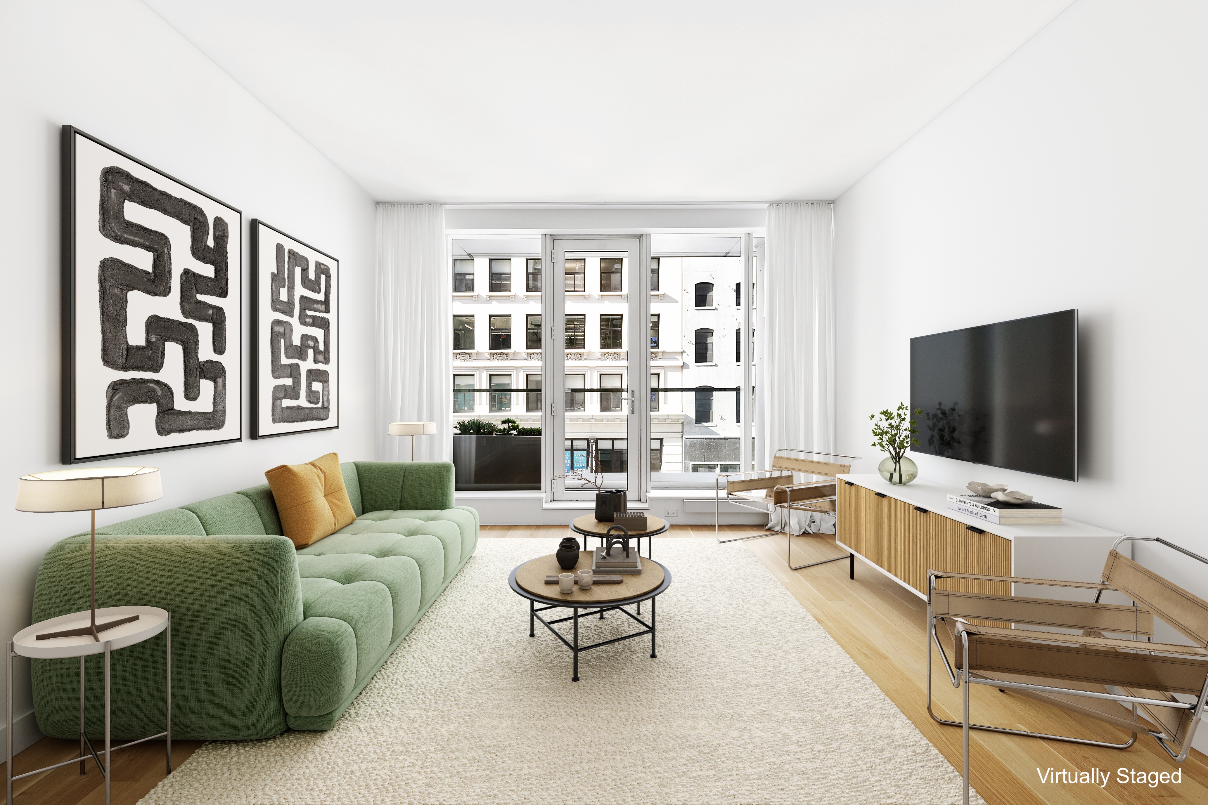 241 5th Avenue, Unit 4B Manhattan, NY 10016 - Photo 2 of 12 a living room with furniture and a flat screen tv