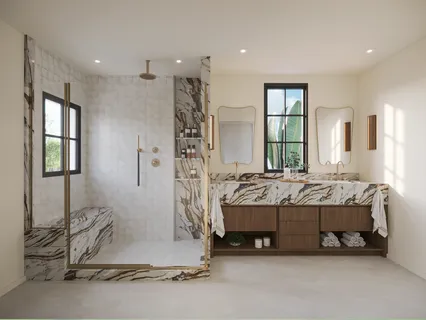 a spacious bedroom with a bed and a window