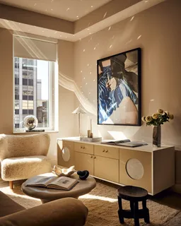 a living room with furniture and window