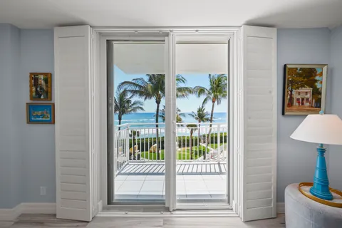 a view of balcony with a ocean view