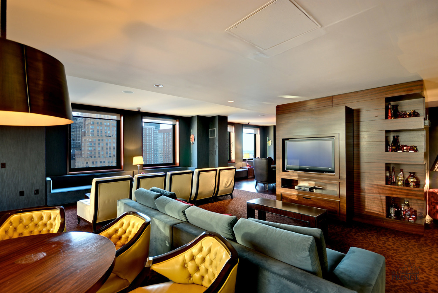 88 Greenwich Street, Unit 2903 Manhattan, NY 10006 - Photo 11 of 13 a living room with furniture flat screen tv and wooden floor