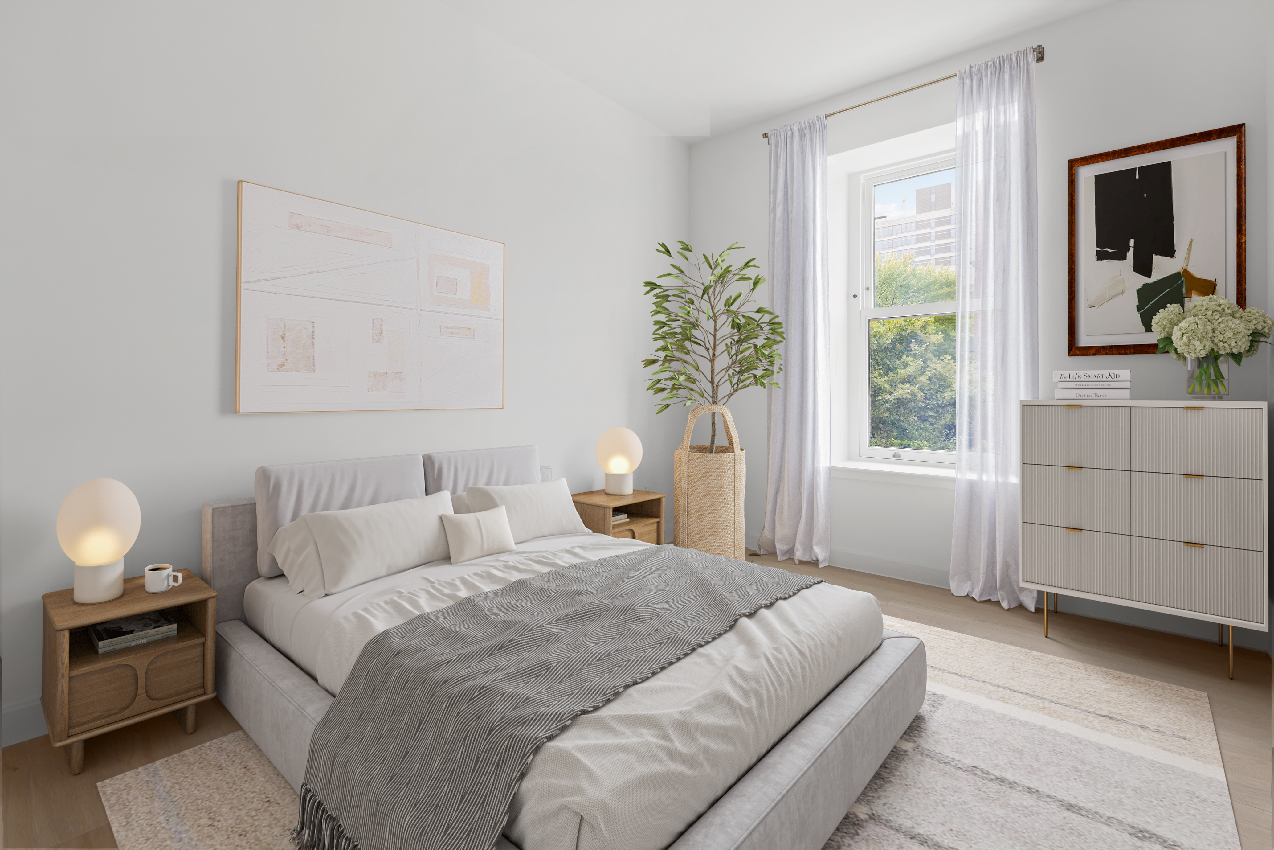 150 Barrow Street, Unit 2B Manhattan, NY 10014 - Photo 6 of 14 a bedroom with a large bed and a window