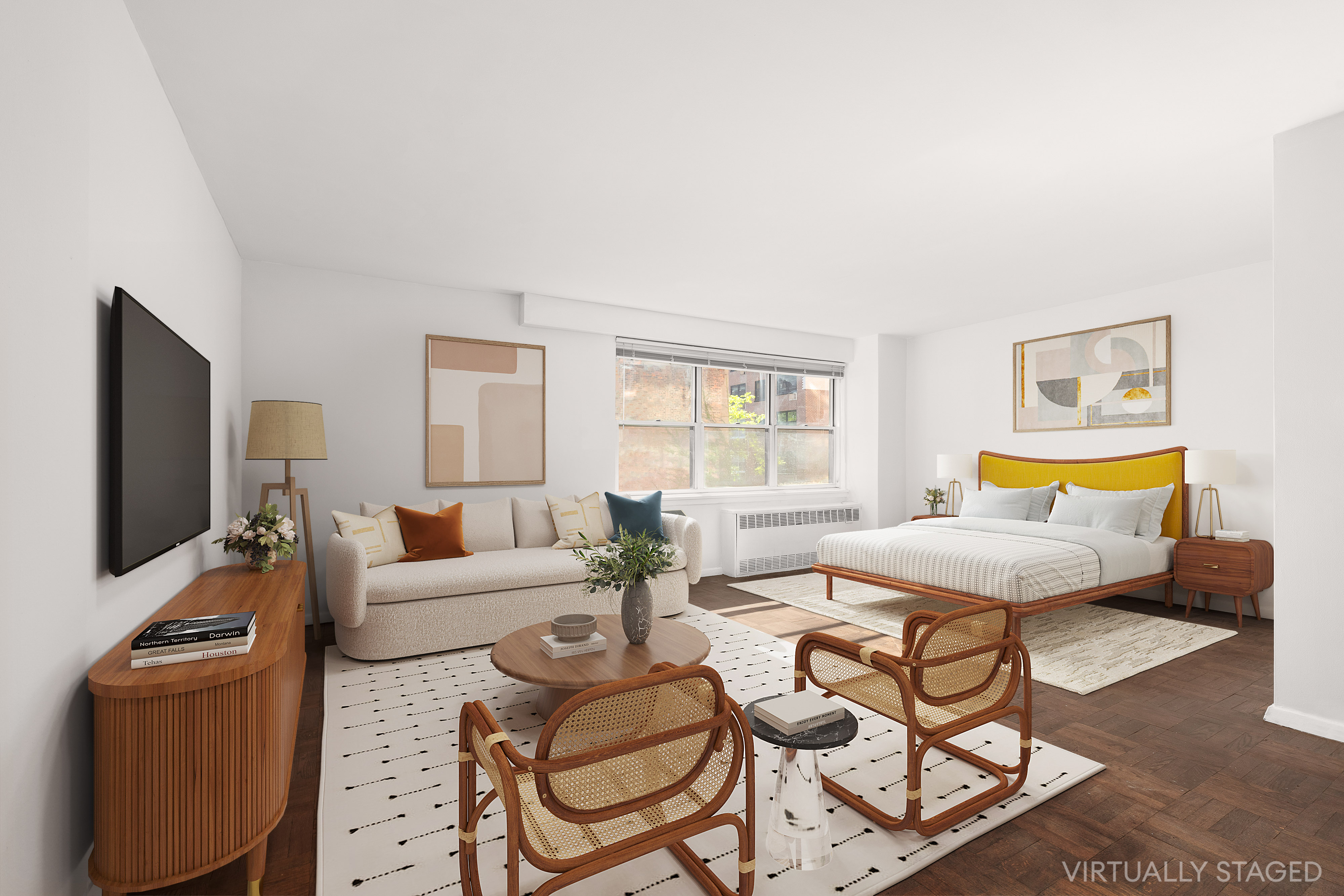 a living room with furniture and a flat screen tv