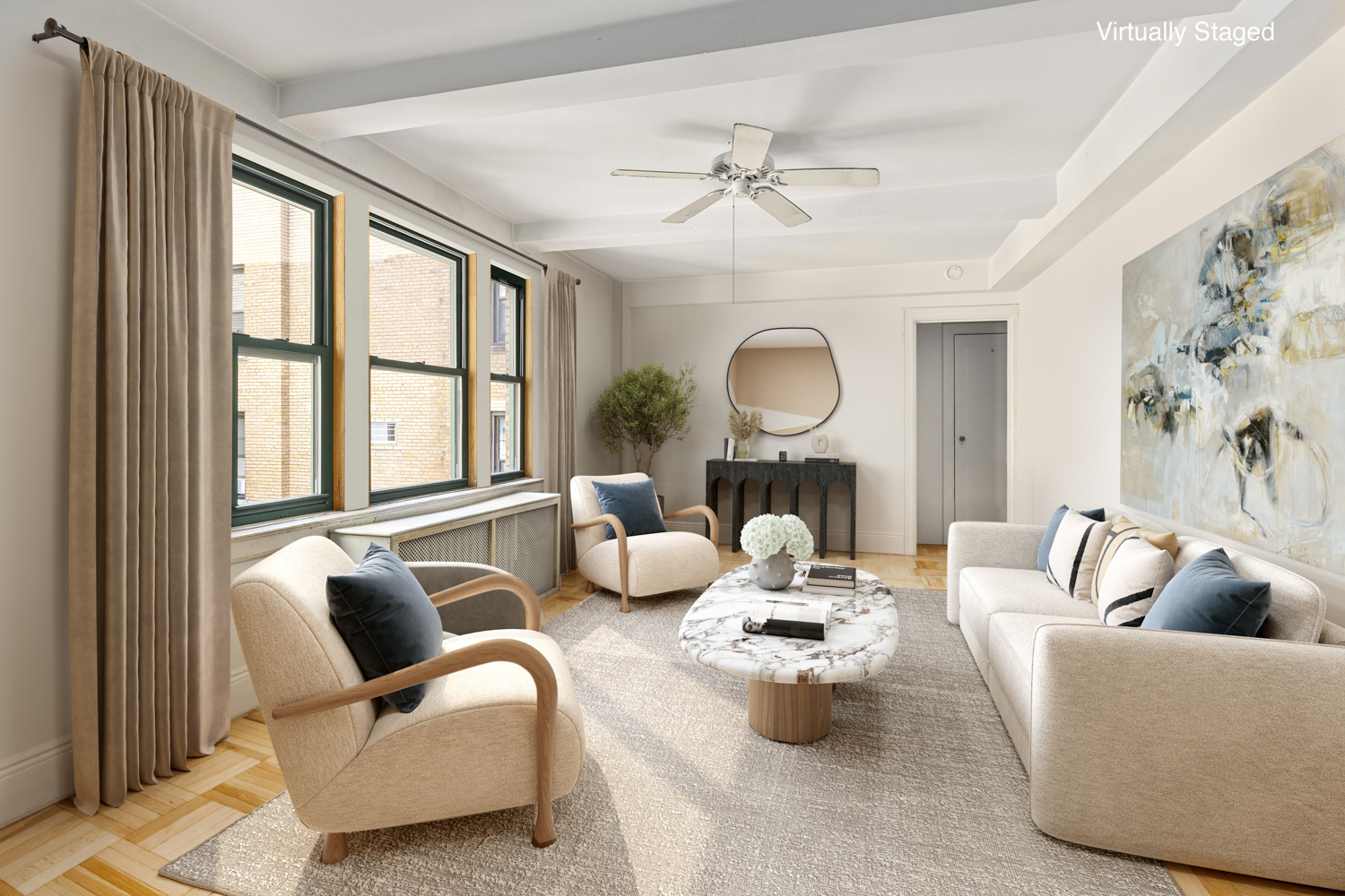 65 West 95th Street, Unit 8C Manhattan, NY 10025 - Photo 2 of 15 a living room with furniture and a large window