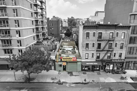 a front view of a multi story building