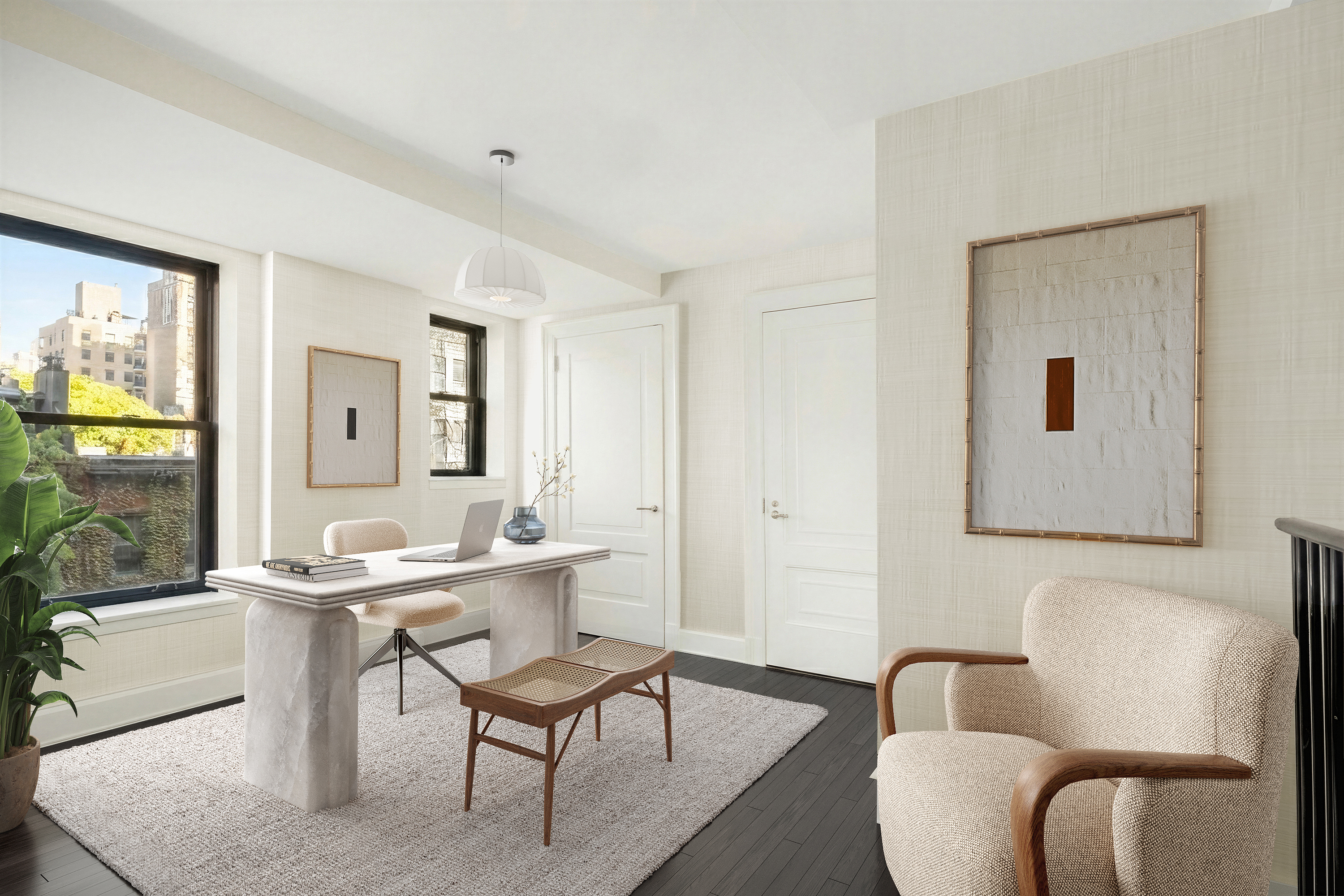 150 West 12th Street, Unit 3W Manhattan, NY 10011 - Photo 17 of 27 a room with furniture a large window and a table