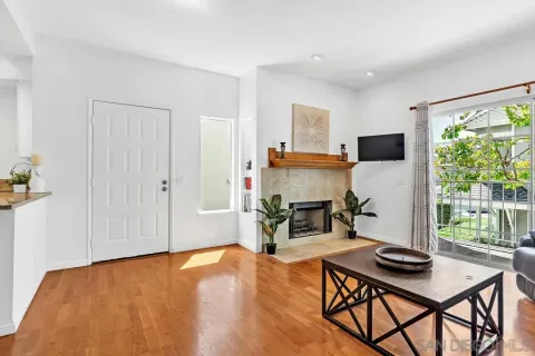 a workspace with furniture and a window