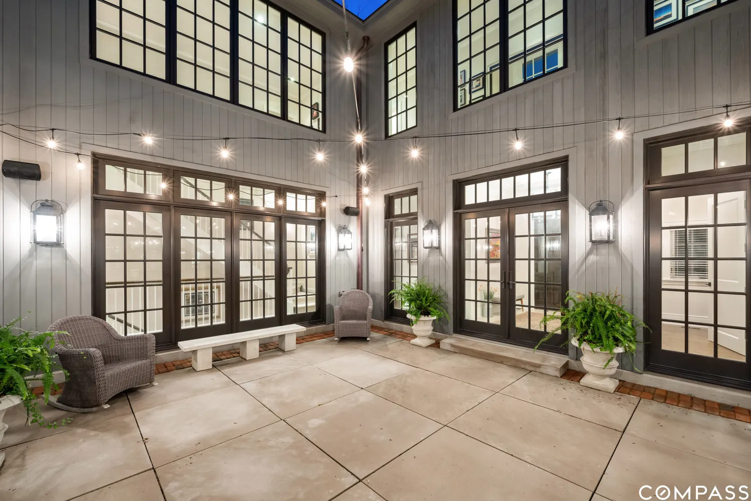 a building with entryway in front of it