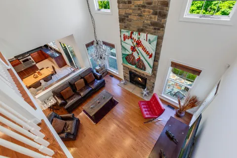 a living room with furniture and a couch