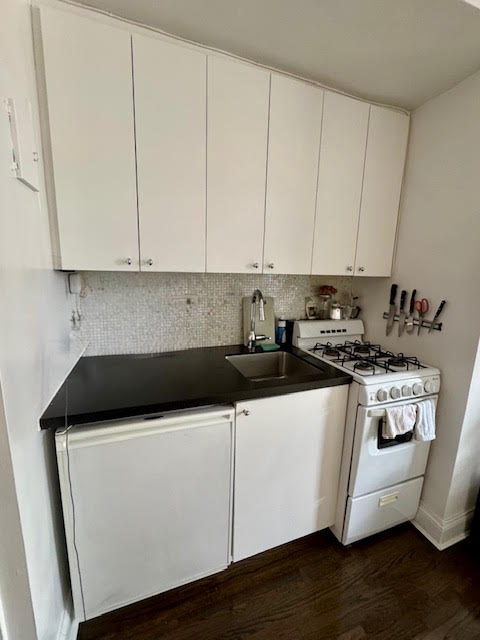 457 West 57th Street, Unit 1712 Manhattan, NY 10019 - Photo 3 of 9 a kitchen with a sink and cabinets