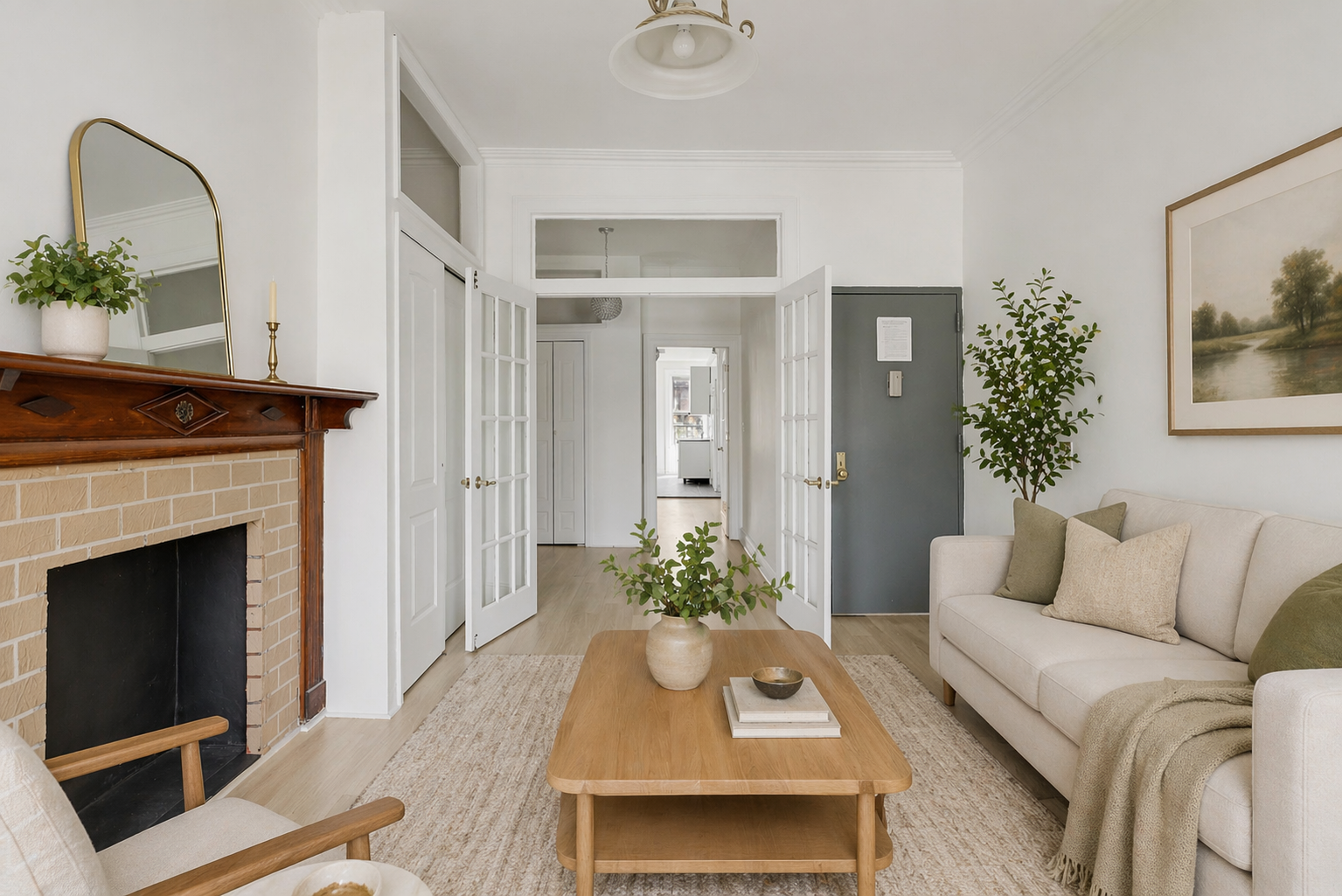100 Powers Street, Unit 3L Brooklyn, NY 11211 - Photo 1 of 17 a living room with furniture and a fireplace
