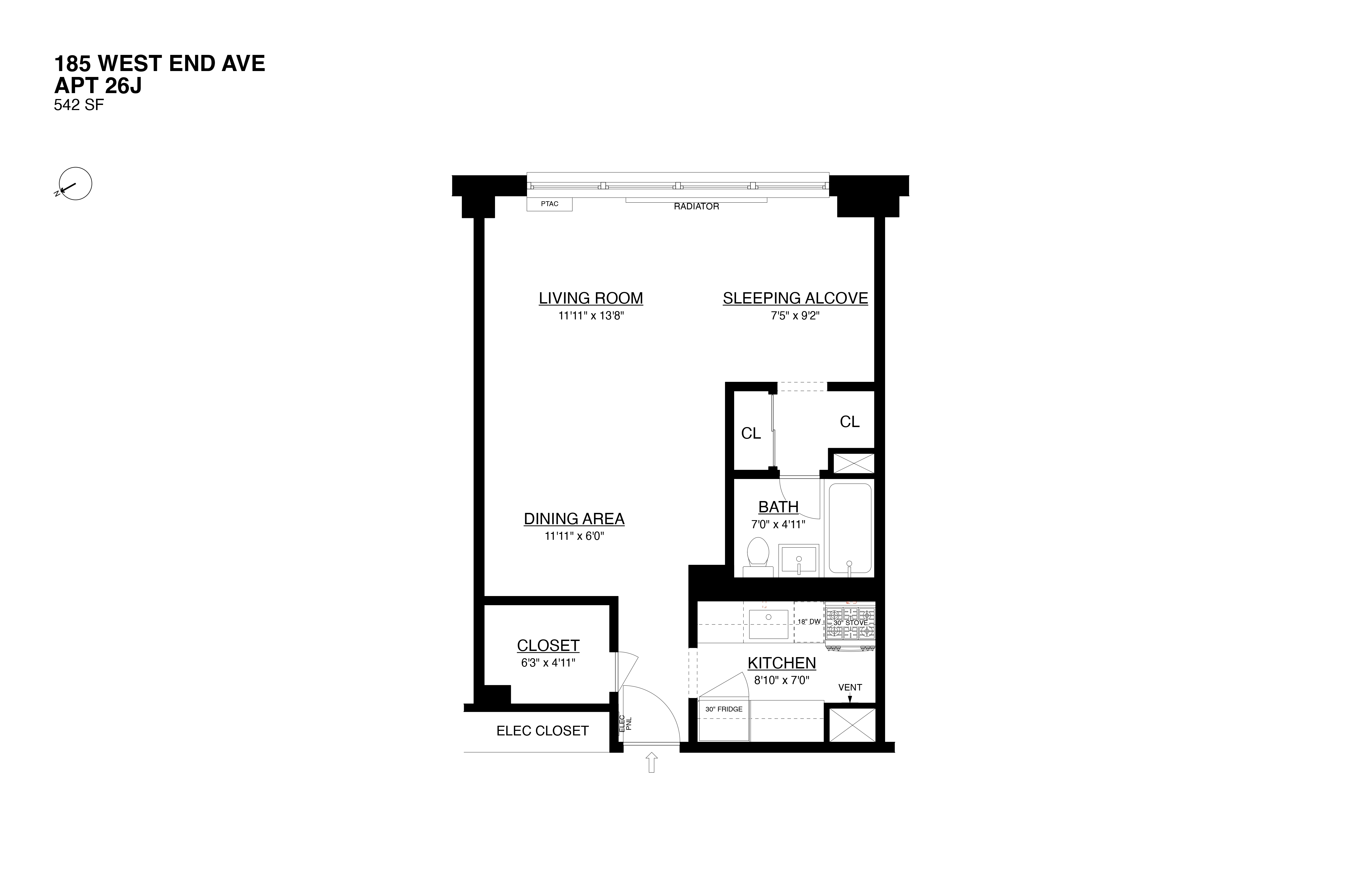 185 West End Avenue, Unit 26J Manhattan, NY 10023 - Photo 18 of 18 a picture of a floor plan