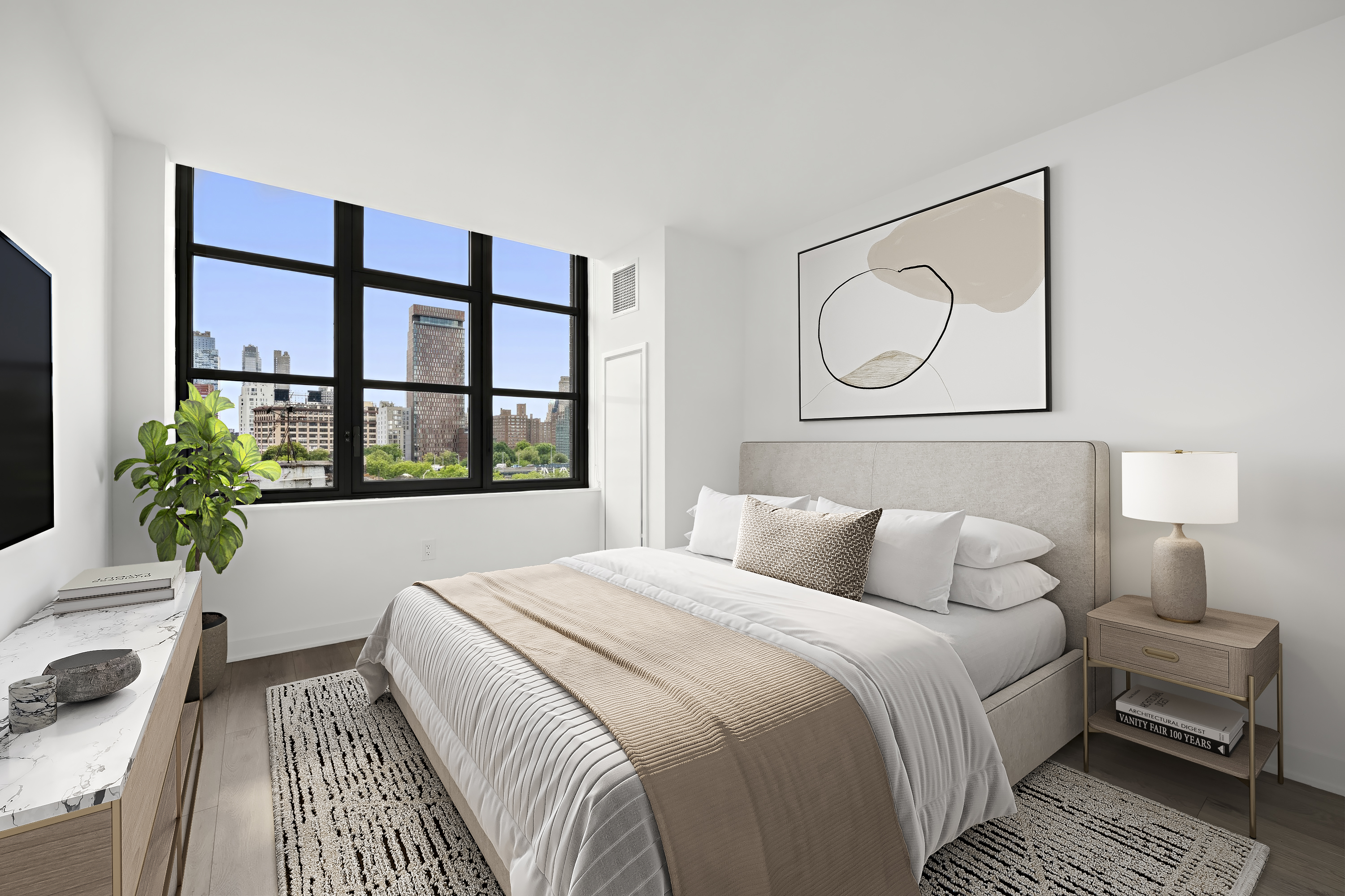 160 Front Street, Unit 706 Brooklyn, NY 11201 - Photo 6 of 17 a bedroom with a large bed and a window