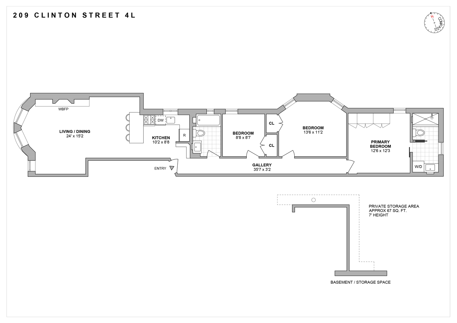 209 Clinton Street, Unit 4L Brooklyn, NY 11201 - Photo 17 of 17 a picture of a floor plan