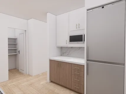 a view of cabinets and wooden floor