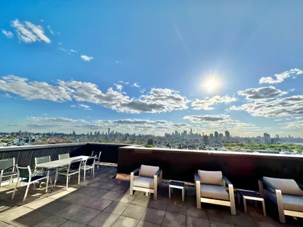 an outdoor view with a sitting space