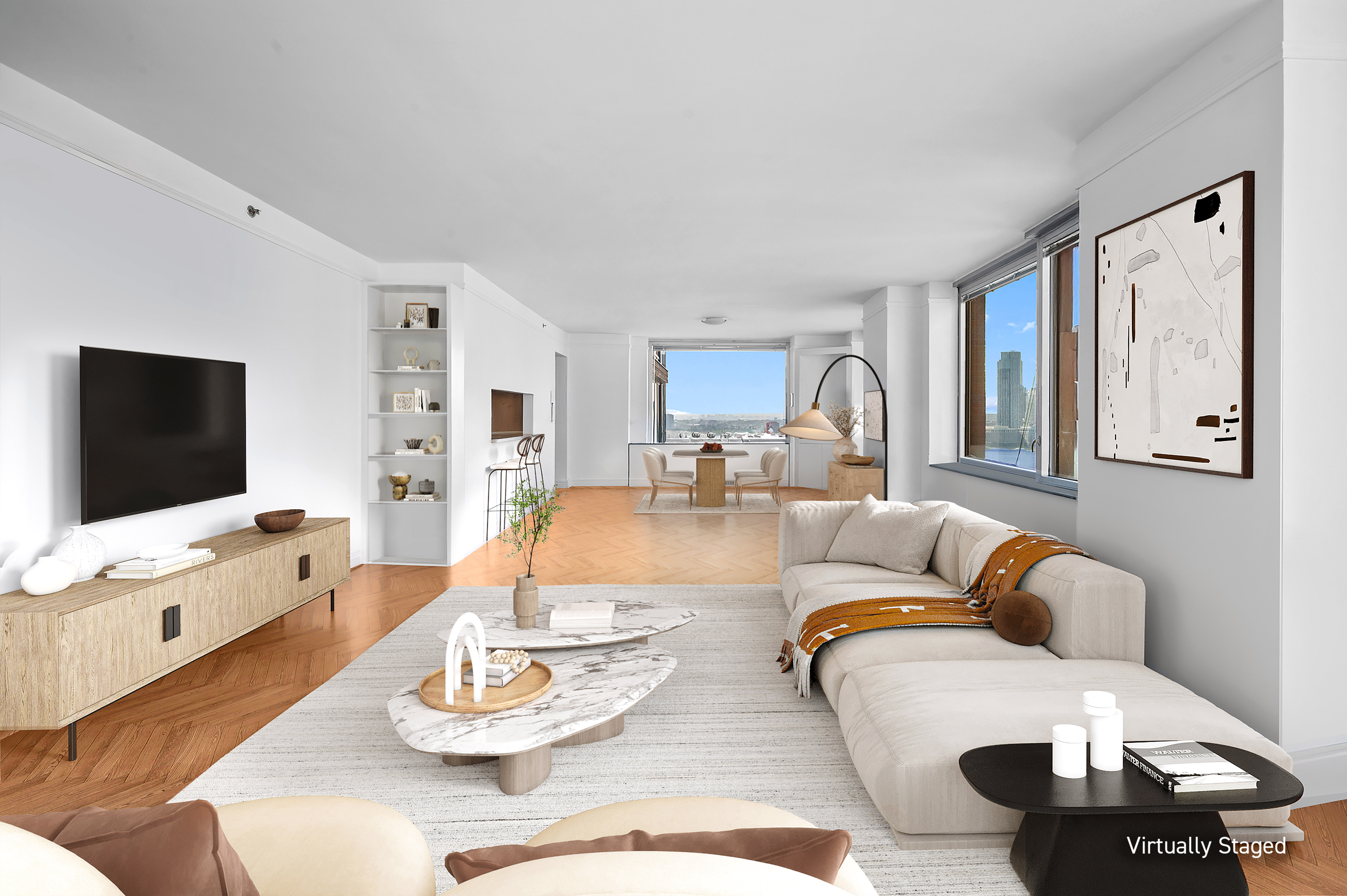 a living room with furniture and a flat screen tv