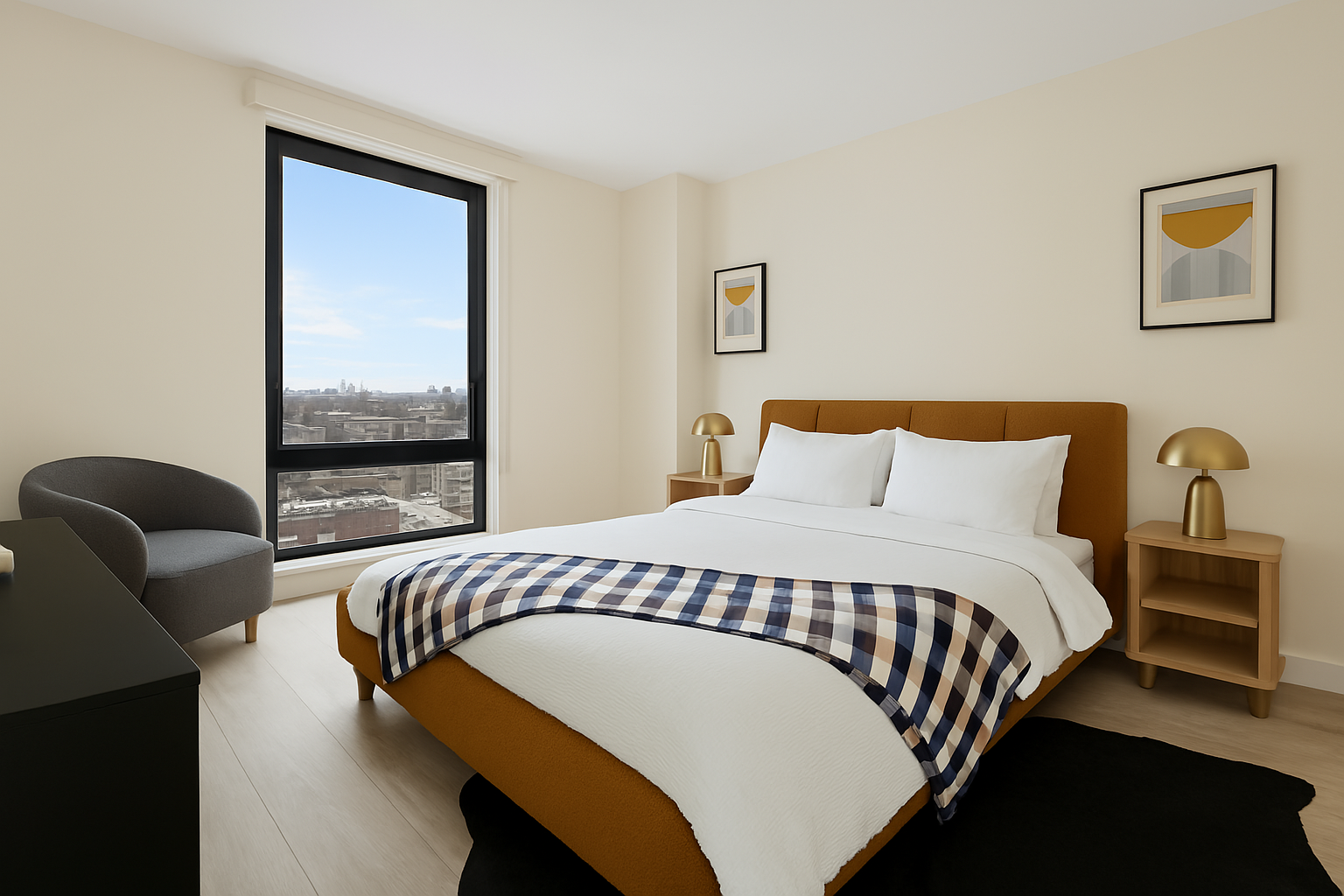 130 East 177th Street, Unit 9B Bronx, NY 10453 - Photo 6 of 18 a bedroom with a bed and a large window