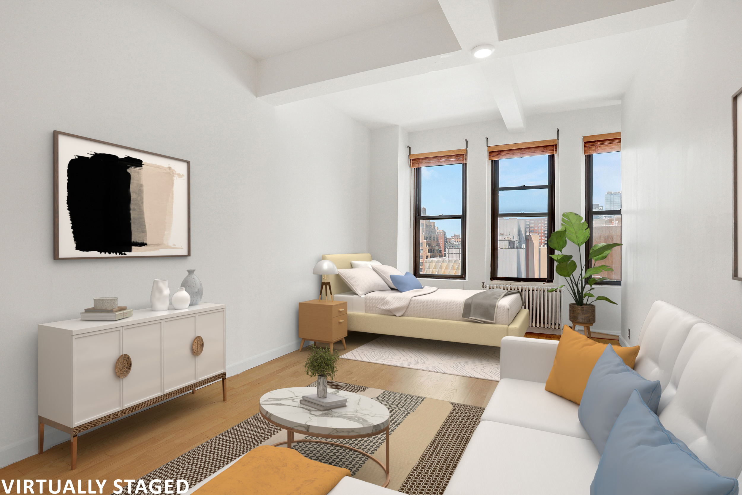 315 7th Avenue, Unit 10E Manhattan, NY 10001 - Photo 10 of 13 a living room with furniture and a flat screen tv