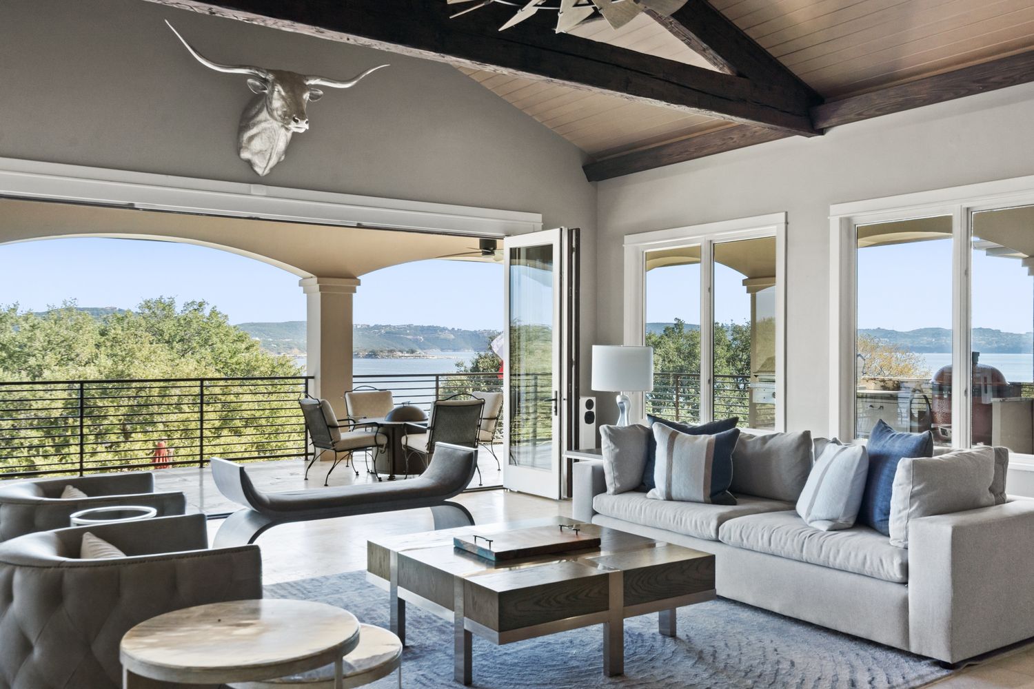 a view of lake and mountain