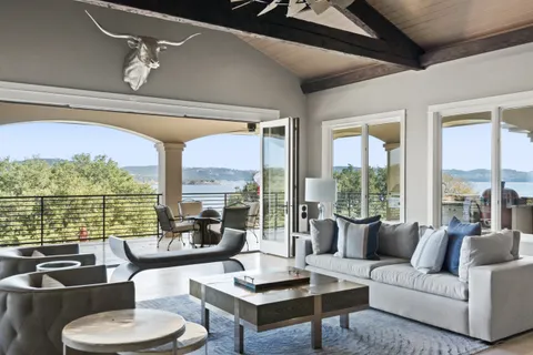 a view of lake and mountain