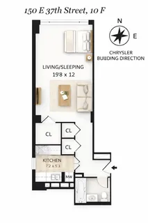 $475,000 | 150 East 37th Street, Unit 10F | Murray Hill